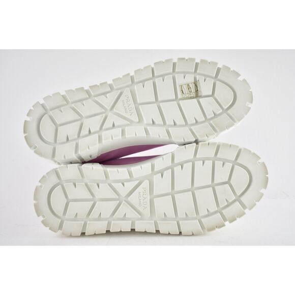 Prada Pink Nylon White Platform Lug Sole Lace Up Flat Low Top Trainer Sneaker 38 - Picture 10 of 10